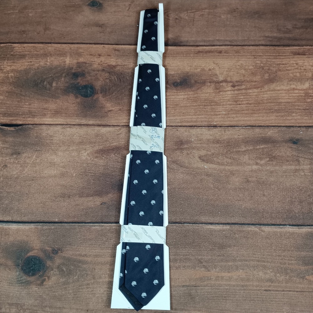 Robert Talbott Mens Navy Blue Silver Tree Pattern Silk Tie Woven in England